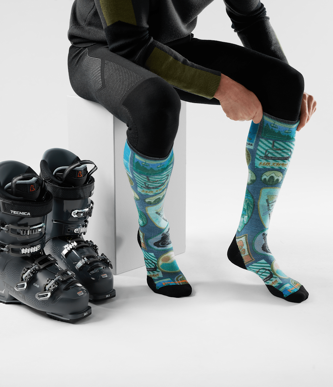 TNF X Smartwool Ski Targeted Cushion Explorer Print OTC Socks - The North Face